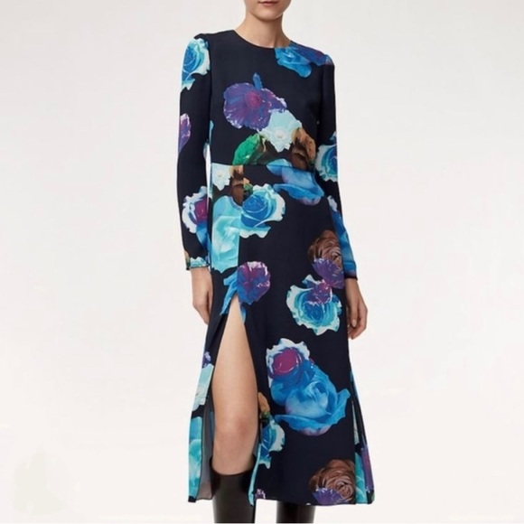 Aritzia Babaton Maxwell Midi Dress in Blue Floral - Picture 2 of 13